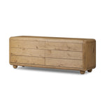 Blending modern design with classic features, this dresser is at once soft and bold. Set low to the ground on rounded feet, the dresser has prominent rounded corners that emphasize its smooth finish. Crafted from solid warm oak and veneers with push-latch hardware for a clean front Amethyst Home provides interior design, new home construction design consulting, vintage area rugs, and lighting in the Des Moines metro area.