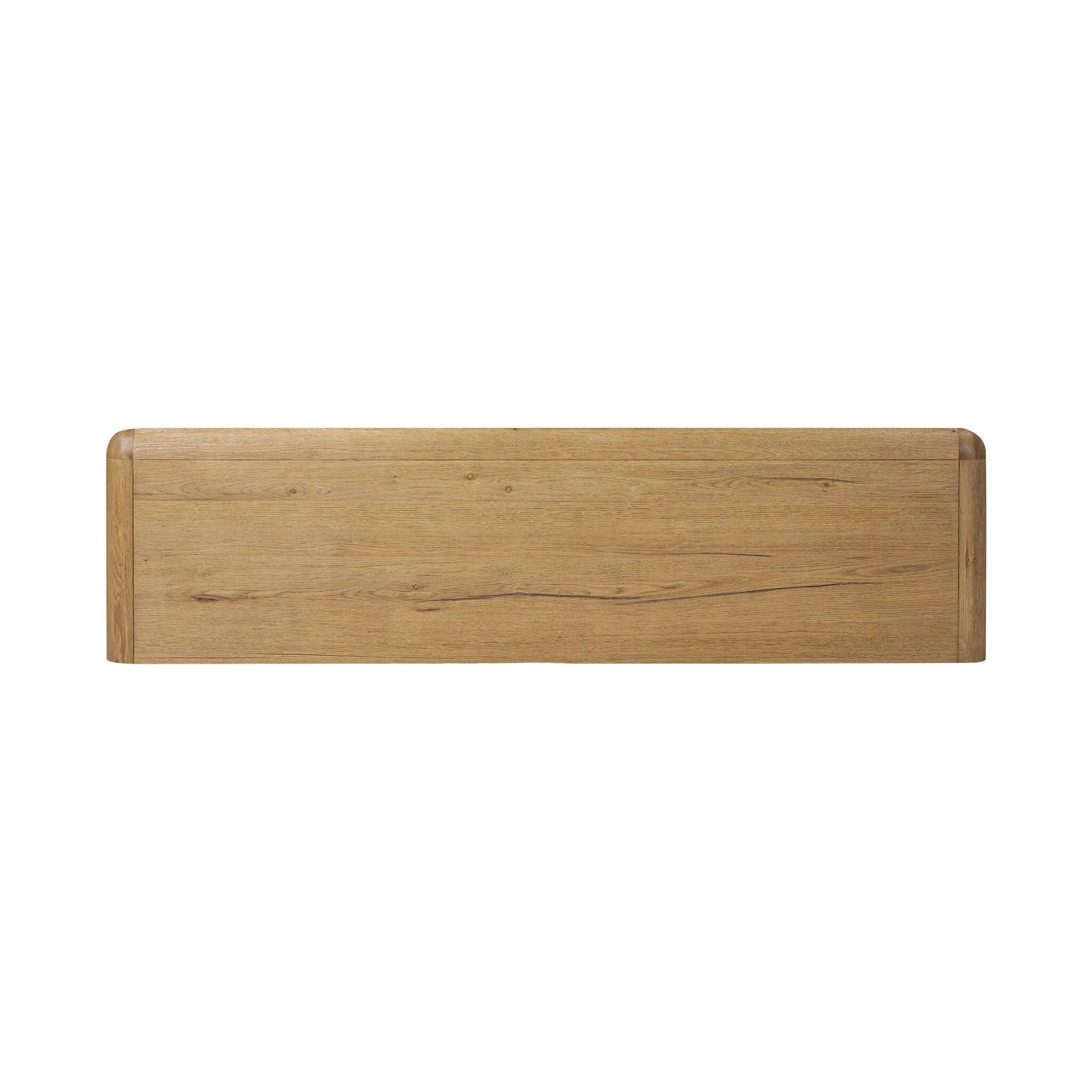 Blending modern design with classic features, this dresser is at once soft and bold. Set low to the ground on rounded feet, the dresser has prominent rounded corners that emphasize its smooth finish. Crafted from solid warm oak and veneers with push-latch hardware for a clean front Amethyst Home provides interior design, new home construction design consulting, vintage area rugs, and lighting in the Scottsdale metro area.