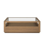 Bring bonus storage and a light look to the living space. Made from sandy oak and clear tempered glass with two roomy drawers on either side of the base, plus shelving beneath the glass that doubles as a shadowbox or an extra display surface.As lovers of luxe design at Amethyst, we love the warm modern inspired Shiloh Coffee Table - Tempered Glass. Amethyst Home provides interior design, new home construction design consulting, vintage area rugs, and lighting in the Salt Lake City metro area.