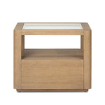 Bring bonus storage and a light look to the living space. Made from sandy oak and clear tempered glass with a single drawer, shelving beneath the glass doubles as a shadowbox or an extra display surface.As lovers of clean materials at Amethyst, we love the designer inspired Shiloh End Table - Tempered Glass. Amethyst Home provides interior design, new home construction design consulting, vintage area rugs, and lighting in the Washington metro area.