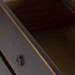 Featuring Shizuko Distressed Walnut Sideboard by Four Hands at Amethyst Home. This Shizuko Distressed Walnut Sideboard is perfect for adding extra storage and style to your dining or living room. With its unique distressed walnut finish, it will add a touch of elegance to any space. Its spacious interior and sturdy build make it a functional and durable choice. Amethyst Home provides interior design, new home construction design consulting, vintage area rugs, and lighting in the Austin metro area.