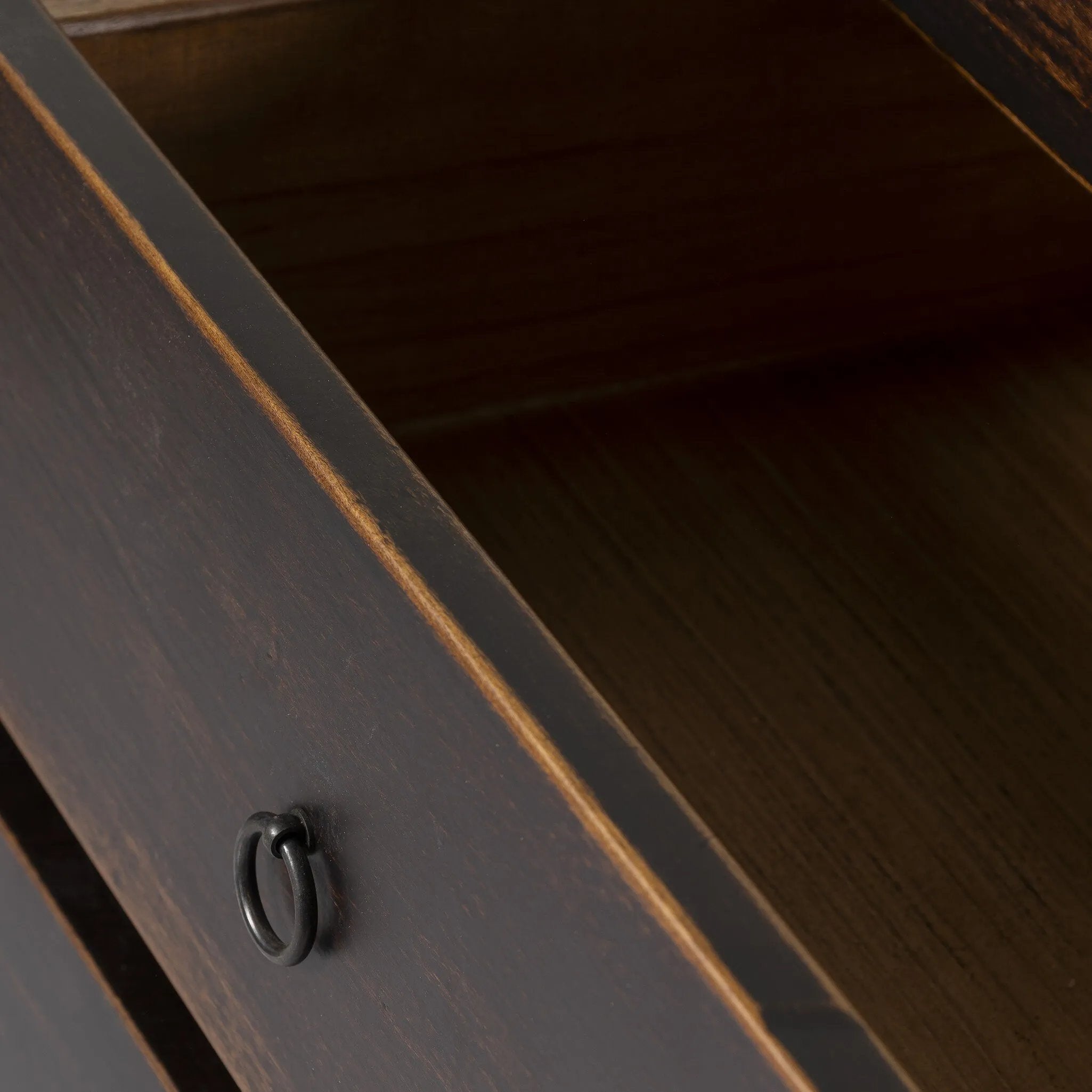 Featuring Shizuko Distressed Walnut Sideboard by Four Hands at Amethyst Home. This Shizuko Distressed Walnut Sideboard is perfect for adding extra storage and style to your dining or living room. With its unique distressed walnut finish, it will add a touch of elegance to any space. Its spacious interior and sturdy build make it a functional and durable choice. Amethyst Home provides interior design, new home construction design consulting, vintage area rugs, and lighting in the Austin metro area.
