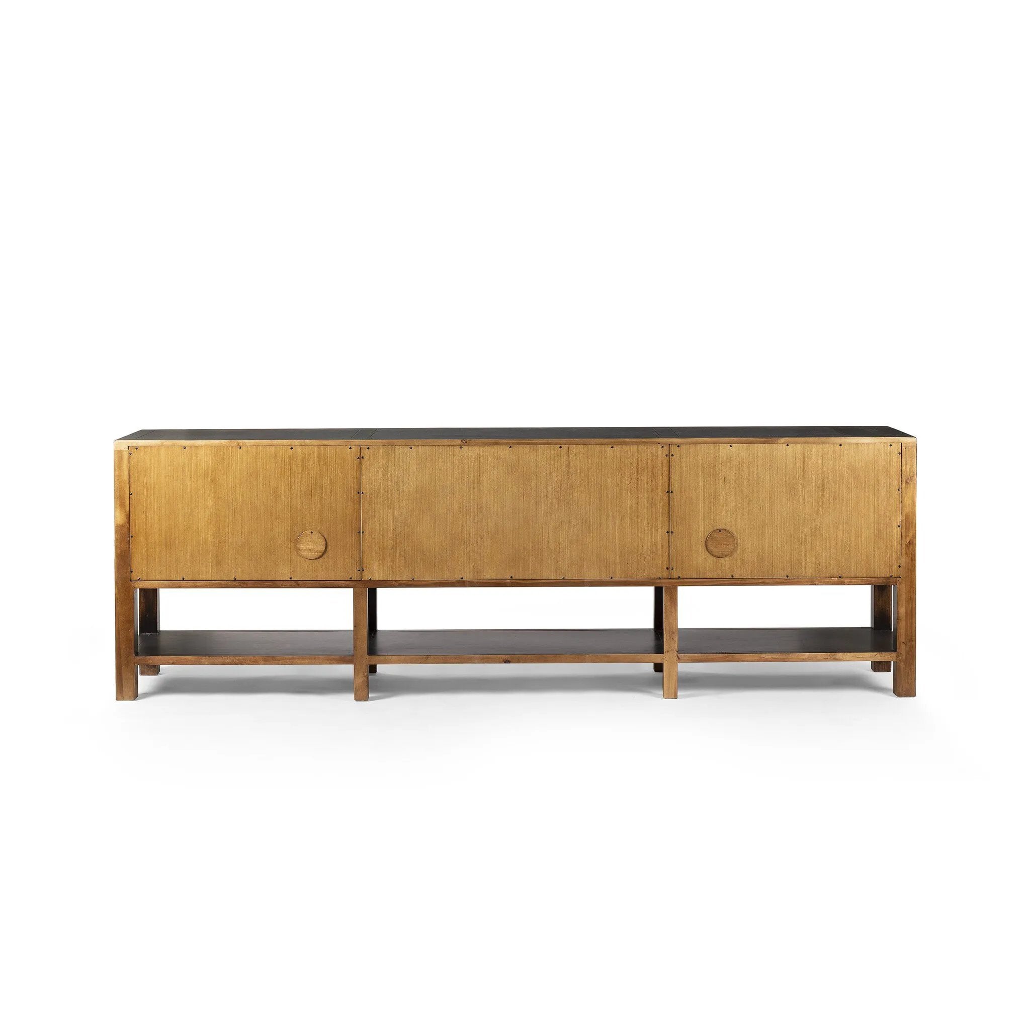 Featuring Shizuko Distressed Walnut Sideboard by Four Hands at Amethyst Home. This Shizuko Distressed Walnut Sideboard is perfect for adding extra storage and style to your dining or living room. With its unique distressed walnut finish, it will add a touch of elegance to any space. Its spacious interior and sturdy build make it a functional and durable choice. Amethyst Home provides interior design, new home construction design consulting, vintage area rugs, and lighting in the Boston metro area.