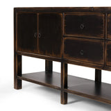 Featuring Shizuko Distressed Walnut Sideboard by Four Hands at Amethyst Home. This Shizuko Distressed Walnut Sideboard is perfect for adding extra storage and style to your dining or living room. With its unique distressed walnut finish, it will add a touch of elegance to any space. Its spacious interior and sturdy build make it a functional and durable choice. Amethyst Home provides interior design, new home construction design consulting, vintage area rugs, and lighting in the Dallas metro area.