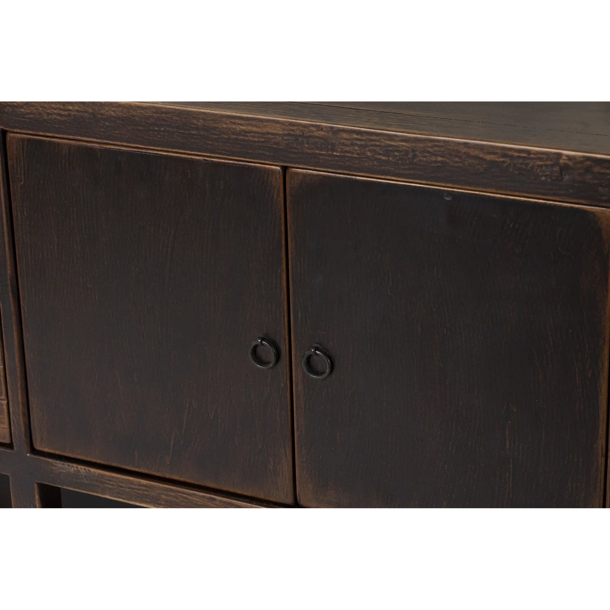 Featuring Shizuko Distressed Walnut Sideboard by Four Hands at Amethyst Home. This Shizuko Distressed Walnut Sideboard is perfect for adding extra storage and style to your dining or living room. With its unique distressed walnut finish, it will add a touch of elegance to any space. Its spacious interior and sturdy build make it a functional and durable cho. Amethyst Home provides interior design, new home construction design consulting, vintage area rugs, and lighting in the Nashville metro area.
