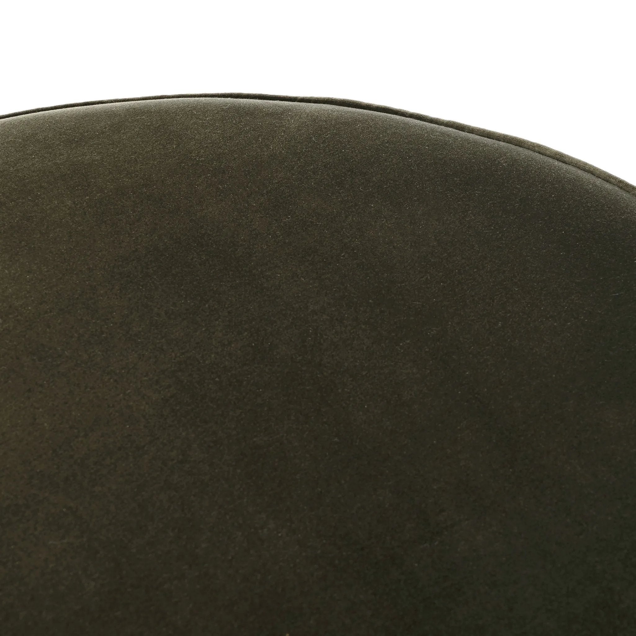 Featuring Sinclair Surrey Olive Large Round Ottoman by Four Hands at Amethyst Home. Upholstered in a deep olive velvet and paired with a  rich brown base, this wide, round ottoman can be placed just about anywhere – bringing with it a luxe vibe. Style with a tray as a design-forward coffee table.Overall Dimensions: 36.00"w x 36.00"d x 14.50"hWeight : 26.46 . Amethyst Home provides interior design, new home construction design consulting, vintage area rugs, and lighting in the Park City metro area.