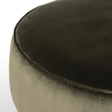 Featuring Sinclair Surrey Olive Large Round Ottoman by Four Hands at Amethyst Home. Upholstered in a deep olive velvet and paired with a  rich brown base, this wide, round ottoman can be placed just about anywhere – bringing with it a luxe vibe. Style with a tray as a design-forward coffee table.Overall Dimensions: 36.00"w x 36.00"d x 14.50"hWeight : 26.46 l. Amethyst Home provides interior design, new home construction design consulting, vintage area rugs, and lighting in the Portland metro area.