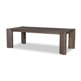 Featuring Soho Aged Natural Oak Veneer Dining Table by Four Hands at Amethyst Home. A Parsons-style dining table is defined by heavy proportions and angled, over-scaled legs. Crafted from reclaimed wood and finished with an aged natural oak stain to showcase natural cracks and patches for added character.Overall Dimensions: 98.00"w x 46.25"d x 30.00"hWeight. Amethyst Home provides interior design, new home construction design consulting, vintage area rugs, and lighting in the Calabasas metro area.