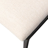 Bring a slim, light look to the dining room. This dining chair pairs cream performance fabric exclusive to Four Hands and bronzed iron to craft a simple, airy look. A tapered leg and decorative handle on the back elevate the look. Amethyst Home provides interior design, new home construction design consulting, vintage area rugs, and lighting in the Park City metro area.
