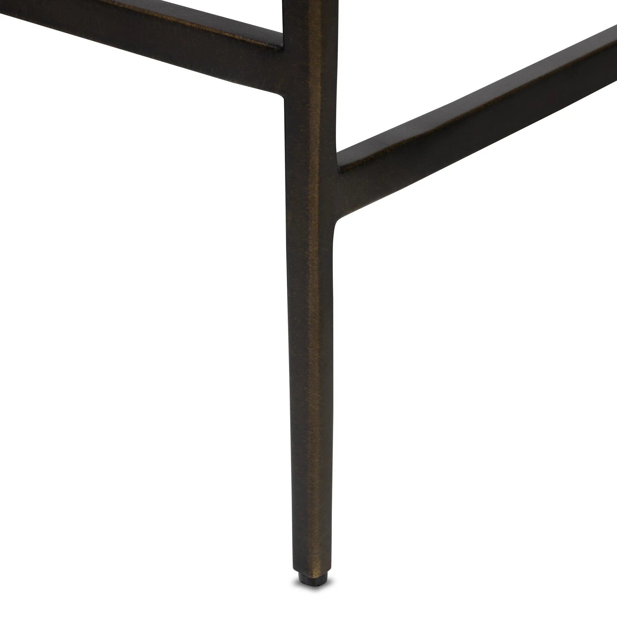 Bring a slim, light look to the dining room. This counter stool pairs camel top-grain leather and bronzed iron to craft a simple, airy look. A tapered leg and decorative handle on the back elevate the look.As fans of organic modern materials at Amethyst, we love the optimistic inspired Somerson Stool - Counter. Amethyst Home provides interior design, new home construction design consulting, vintage area rugs, and lighting in the Seattle metro area.