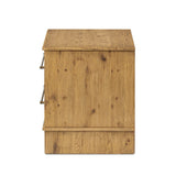 Featuring Stella Hazel Oak Veneer Nightstand by Four Hands at Amethyst Home. Bring a Nordic-inspired look to your bedroom styling. A spacious two-drawer nightstand of thick, grain-rich oak veneer encases drawer fronts covered with tan top-grain leather exclusive to Four Hands. Finished out with long, linear iron hardware. Overall Dimensions: 28.00"w x 19.5. Amethyst Home provides interior design, new home construction design consulting, vintage area rugs, and lighting in the Des Moines metro area.