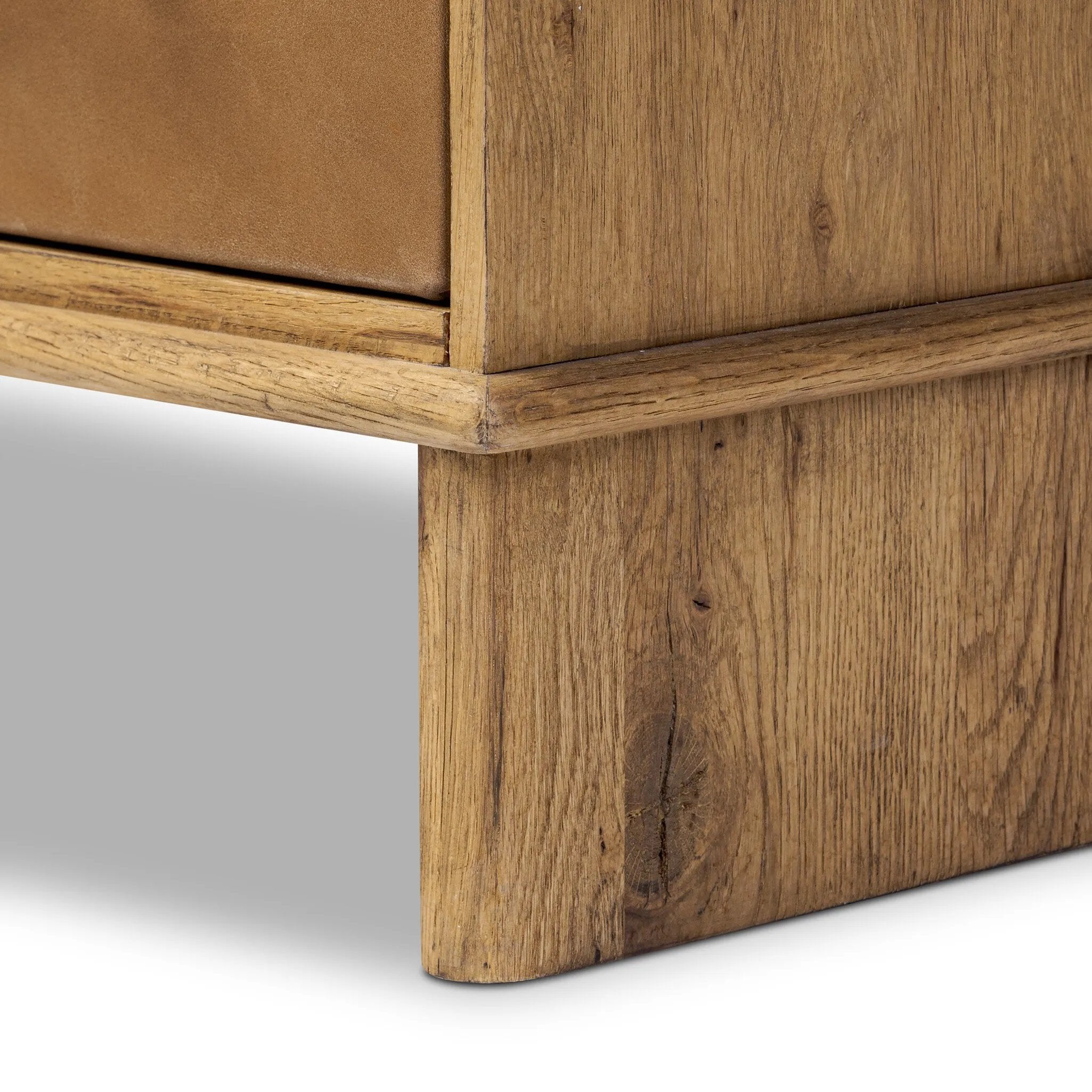 Featuring Stella Hazel Oak Veneer Nightstand by Four Hands at Amethyst Home. Bring a Nordic-inspired look to your bedroom styling. A spacious two-drawer nightstand of thick, grain-rich oak veneer encases drawer fronts covered with tan top-grain leather exclusive to Four Hands. Finished out with long, linear iron hardware. Overall Dimensions: 28.00"w x 19.50"d x. Amethyst Home provides interior design, new home construction design consulting, vintage area rugs, and lighting in the Omaha metro area.