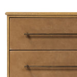 Featuring Stella Hazel Oak Veneer Nightstand by Four Hands at Amethyst Home. Bring a Nordic-inspired look to your bedroom styling. A spacious two-drawer nightstand of thick, grain-rich oak veneer encases drawer fronts covered with tan top-grain leather exclusive to Four Hands. Finished out with long, linear iron hardware. Overall Dimensions: 28.00"w x 1. Amethyst Home provides interior design, new home construction design consulting, vintage area rugs, and lighting in the Winter Garden metro area.