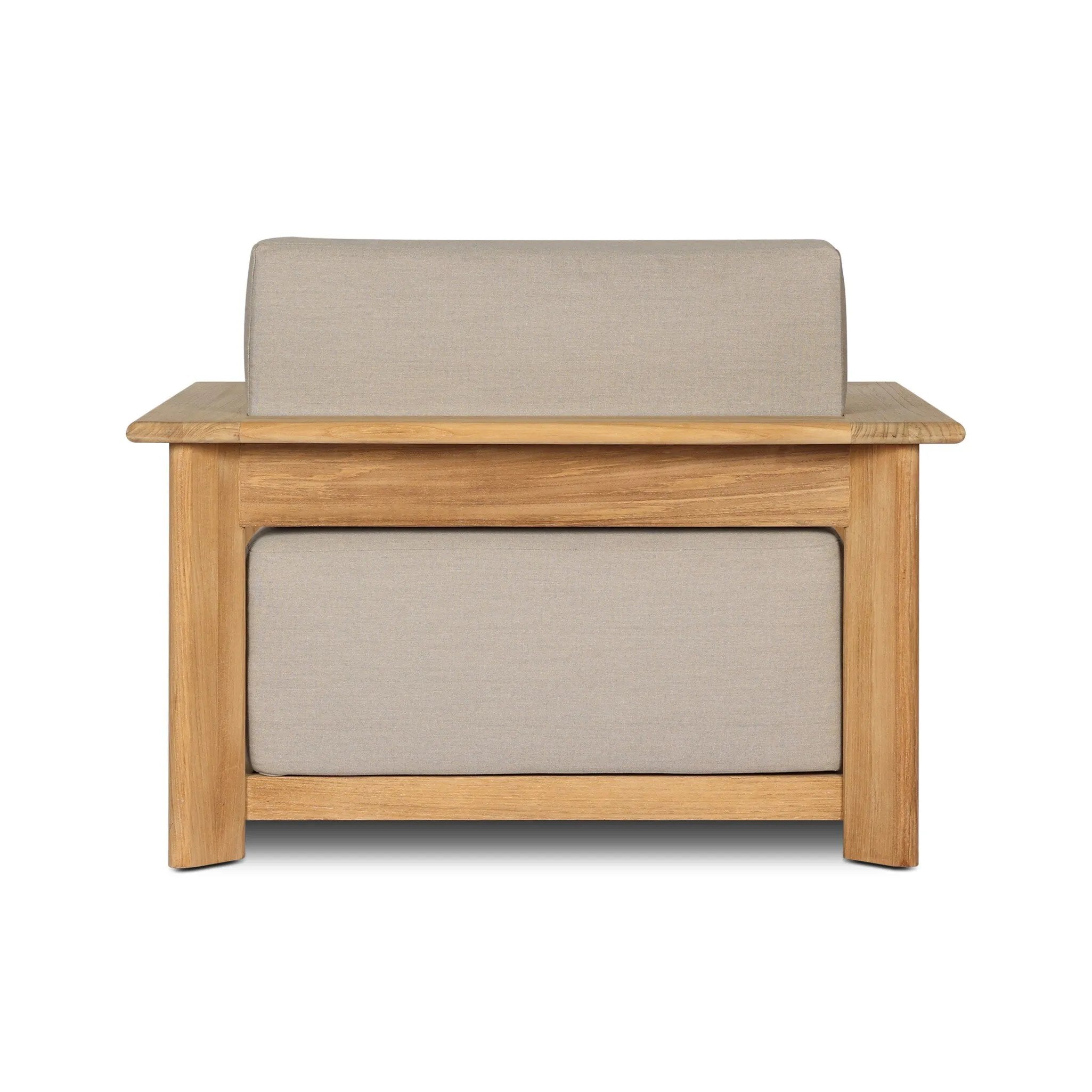 Grade A teak is fine sanded into a soft, unfinished outdoor chair that highlights the wood's natural grain, thick cushioning for a sink-in feel. Cover or store inside during inclement weather and when not in use.As enthusiasts of natural style at Amethyst, we love the optimistic inspired Sterling Outdoor Chair - Ibiza Mole. Amethyst Home provides interior design, new home construction design consulting, vintage area rugs, and lighting in the Alpharetta metro area.