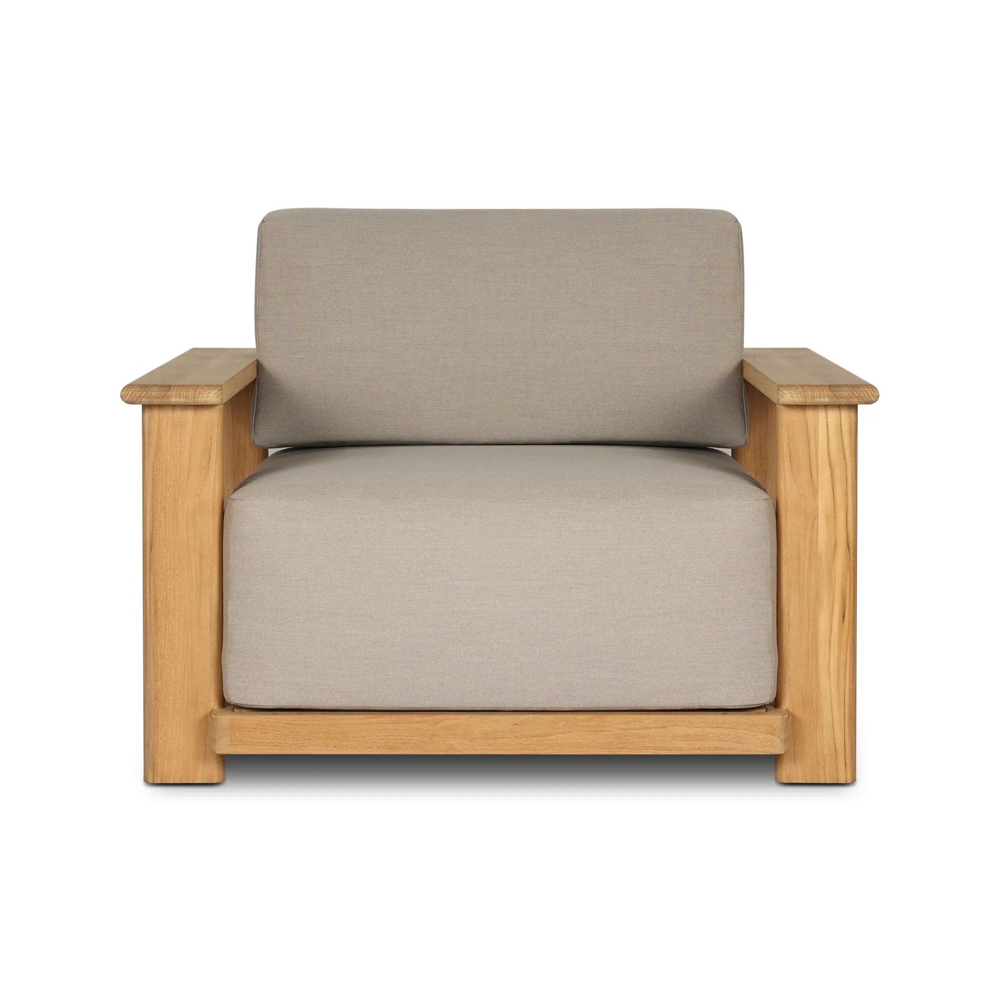 Grade A teak is fine sanded into a soft, unfinished outdoor chair that highlights the wood's natural grain, thick cushioning for a sink-in feel. Cover or store inside during inclement weather and when not in use.As enthusiasts of natural style at Amethyst, we love the optimistic inspired Sterling Outdoor Chair - Ibiza Mole. Amethyst Home provides interior design, new home construction design consulting, vintage area rugs, and lighting in the Kansas City metro area.