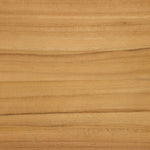 Grade A teak is fine sanded into a soft, unfinished look that highlights the wood's natural grain, finished with rounded legs that angle inward. Topped with slatted panels. Cover or store inside during inclement weather and when not in use. Amethyst Home provides interior design, new home construction design consulting, vintage area rugs, and lighting in the Seattle metro area.