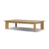 Grade A teak is fine sanded into a soft, unfinished look that highlights the wood's natural grain, finished with rounded legs that angle inward. Topped with slatted panels. Cover or store inside during inclement weather and when not in use. Amethyst Home provides interior design, new home construction design consulting, vintage area rugs, and lighting in the Tampa metro area.