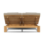 Grade A teak is fine sanded into a soft, unfinished outdoor double chaise that highlights the wood's natural grain, thick cushioning for a sink-in feel. Cover or store inside during inclement weather and when not in use.As fans of natural style at Amethyst, we love the designer inspired Sterling Outdoor Double Chaise - Ibiza Mole. Amethyst Home provides interior design, new home construction design consulting, vintage area rugs, and lighting in the Des Moines metro area.