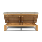 Grade A teak is fine sanded into a soft, unfinished outdoor double chaise that highlights the wood's natural grain, thick cushioning for a sink-in feel. Cover or store inside during inclement weather and when not in use.As fans of natural style at Amethyst, we love the designer inspired Sterling Outdoor Double Chaise - Ibiza Mole. Amethyst Home provides interior design, new home construction design consulting, vintage area rugs, and lighting in the Des Moines metro area.