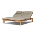 Grade A teak is fine sanded into a soft, unfinished outdoor double chaise that highlights the wood's natural grain, thick cushioning for a sink-in feel. Cover or store inside during inclement weather and when not in use.As fans of natural style at Amethyst, we love the designer inspired Sterling Outdoor Double Chaise - Ibiza Mole. Amethyst Home provides interior design, new home construction design consulting, vintage area rugs, and lighting in the Kansas City metro area.