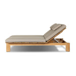 Grade A teak is fine sanded into a soft, unfinished outdoor double chaise that highlights the wood's natural grain, thick cushioning for a sink-in feel. Cover or store inside during inclement weather and when not in use.As fans of natural style at Amethyst, we love the designer inspired Sterling Outdoor Double Chaise - Ibiza Mole. Amethyst Home provides interior design, new home construction design consulting, vintage area rugs, and lighting in the Nashville metro area.