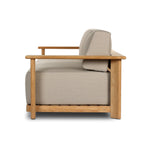 Grade A teak is fine sanded into a soft, unfinished outdoor sofa that highlights the wood's natural grain, thick cushioning for a sink-in feel. Cover or store inside during inclement weather and when not in use.As enthusiasts of wabi sabi materials at Amethyst, we love the designer inspired Sterling Outdoor Sofa-98" - Ibiza Mole. Amethyst Home provides interior design, new home construction design consulting, vintage area rugs, and lighting in the Alpharetta metro area.