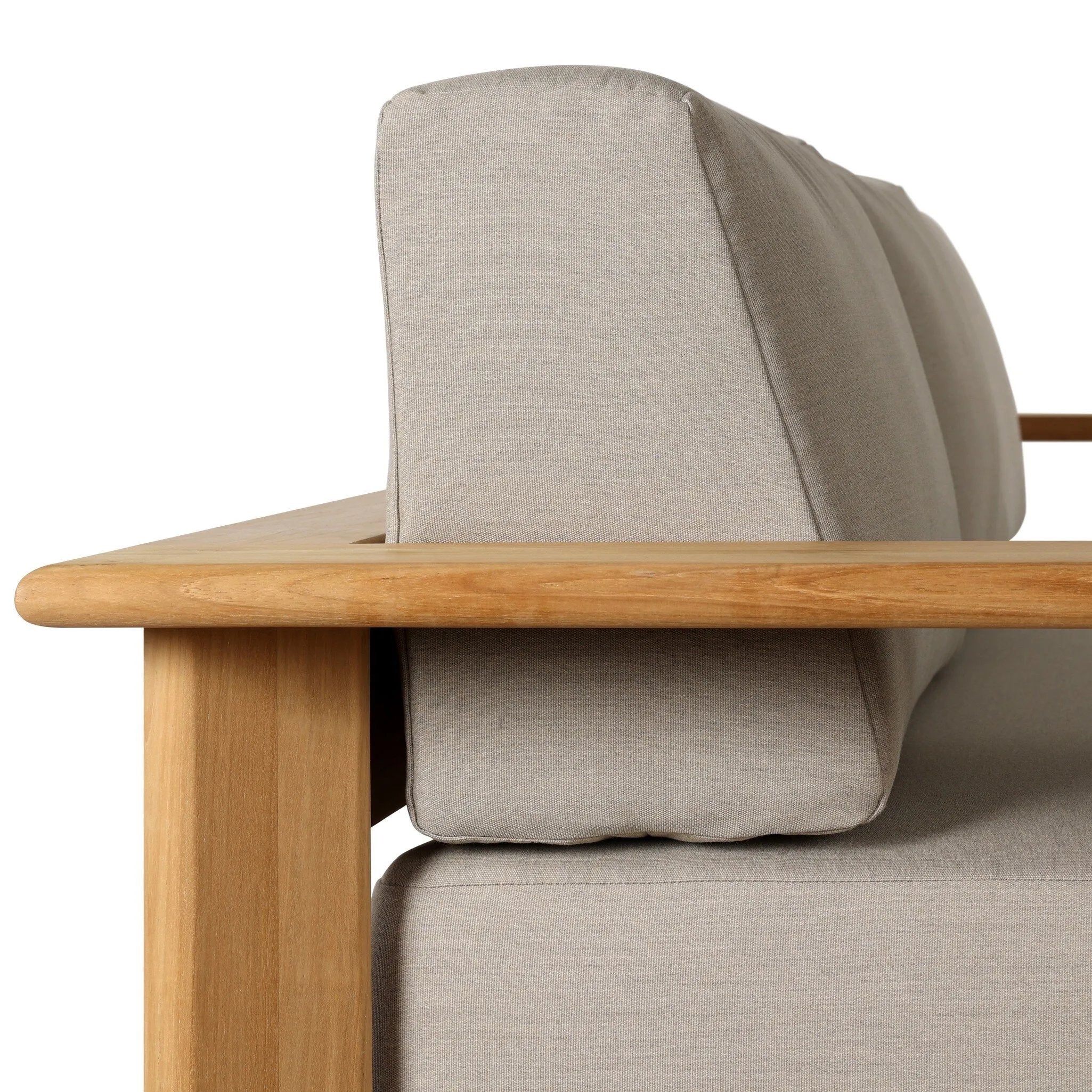 Grade A teak is fine sanded into a soft, unfinished outdoor sofa that highlights the wood's natural grain, thick cushioning for a sink-in feel. Cover or store inside during inclement weather and when not in use.As enthusiasts of wabi sabi materials at Amethyst, we love the designer inspired Sterling Outdoor Sofa-98" - Ibiza Mole. Amethyst Home provides interior design, new home construction design consulting, vintage area rugs, and lighting in the Des Moines metro area.