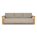 Grade A teak is fine sanded into a soft, unfinished outdoor sofa that highlights the wood's natural grain, thick cushioning for a sink-in feel. Cover or store inside during inclement weather and when not in use.As enthusiasts of wabi sabi materials at Amethyst, we love the designer inspired Sterling Outdoor Sofa-98" - Ibiza Mole. Amethyst Home provides interior design, new home construction design consulting, vintage area rugs, and lighting in the Kansas City metro area.