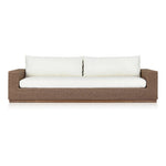 Featuring Suri Arashi Salt Outdoor Sofa 106" by Four Hands at Amethyst Home. Elevate your outdoors. A wide-format outdoor sofa features a faux hyacinth frame and plinth base. Linear details and a boxy silhouette make this piece truly timeless, while knife-edge back cushions soften the whole look. Upholstered in 100% olefin, known for its UV-resistant, water. Amethyst Home provides interior design, new home construction design consulting, vintage area rugs, and lighting in the Park City metro area.