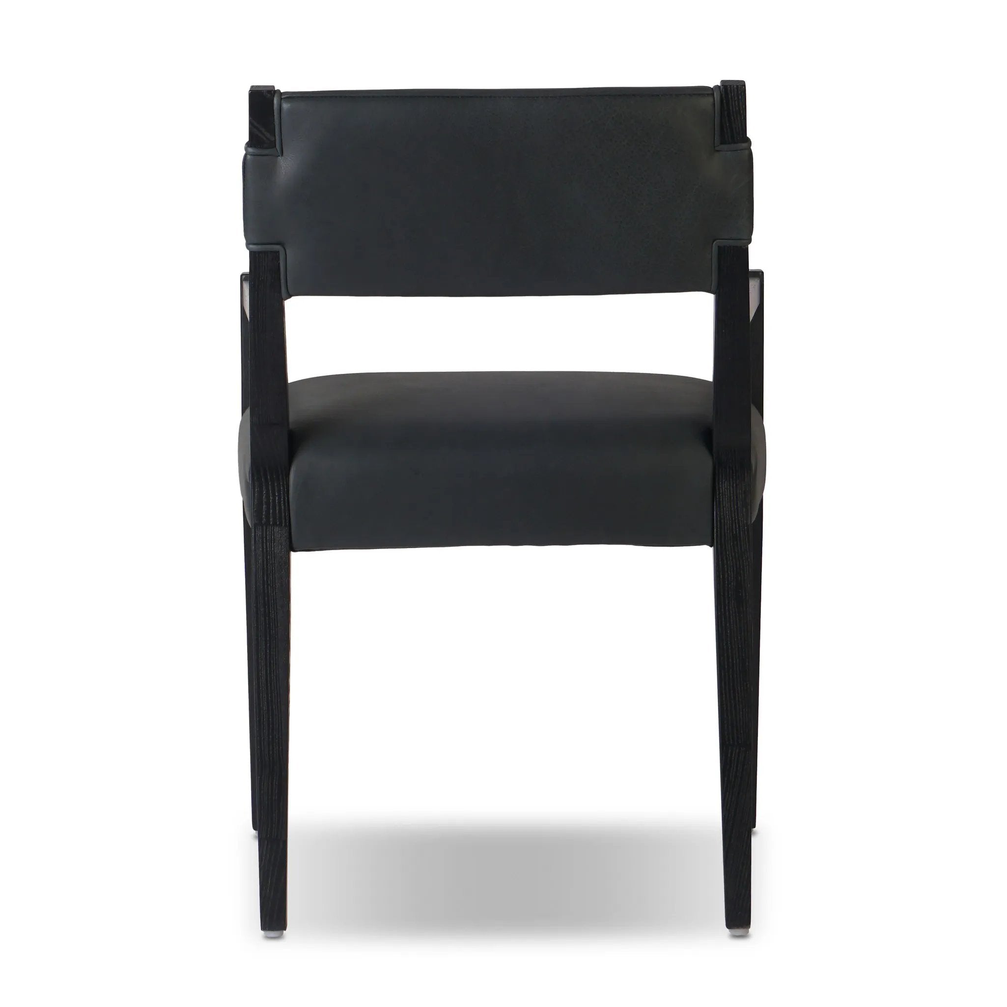 Featuring Tamari Brickhouse Black Dining Armchair by Four Hands at Amethyst Home. Overall Dimensions: 22.75"w x 23.50"d x 32.75"hWeight : 21.43 lbsMaterials: Top Grain Leather, Solid Ash. Amethyst Home provides interior design, new home construction design consulting, vintage area rugs, and lighting in the Austin metro area.