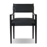 Featuring Tamari Brickhouse Black Dining Armchair by Four Hands at Amethyst Home. Overall Dimensions: 22.75"w x 23.50"d x 32.75"hWeight : 21.43 lbsMaterials: Top Grain Leather, Solid Ash. Amethyst Home provides interior design, new home construction design consulting, vintage area rugs, and lighting in the Charlotte metro area.