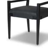Featuring Tamari Brickhouse Black Dining Armchair by Four Hands at Amethyst Home. Overall Dimensions: 22.75"w x 23.50"d x 32.75"hWeight : 21.43 lbsMaterials: Top Grain Leather, Solid Ash. Amethyst Home provides interior design, new home construction design consulting, vintage area rugs, and lighting in the Laguna Beach metro area.