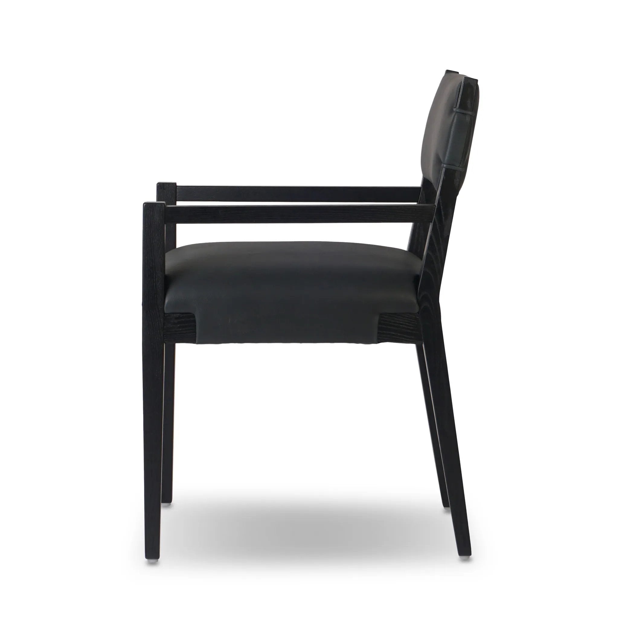 Featuring Tamari Brickhouse Black Dining Armchair by Four Hands at Amethyst Home. Overall Dimensions: 22.75"w x 23.50"d x 32.75"hWeight : 21.43 lbsMaterials: Top Grain Leather, Solid Ash. Amethyst Home provides interior design, new home construction design consulting, vintage area rugs, and lighting in the Monterey metro area.