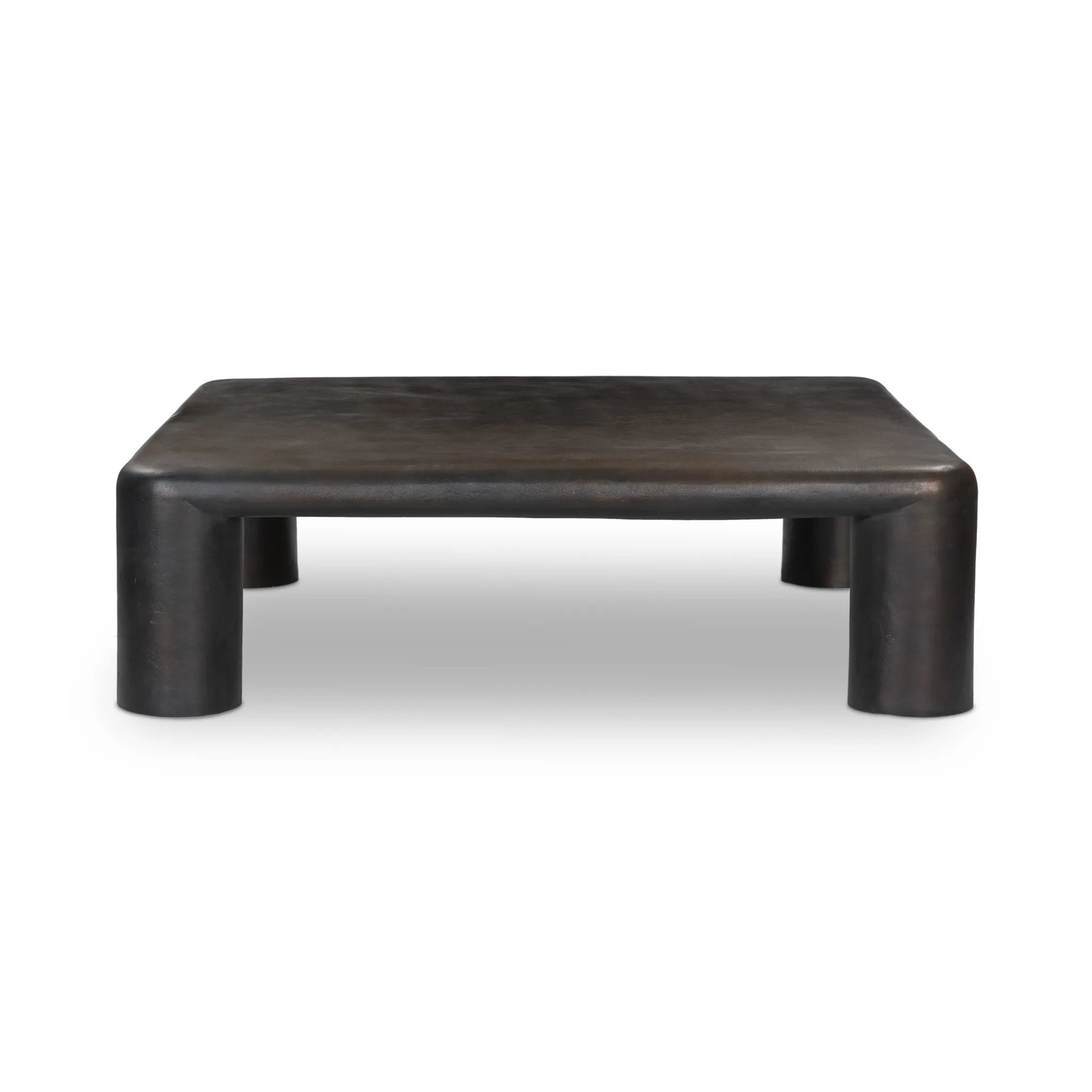 Featuring Targon Bronzed Aluminum Coffee Table by Four Hands at Amethyst Home. A seamless, fluid form to center your space. Made from bronzed aluminum, stocky legs square a smooth top, for a luxe take on industrial.Overall Dimensions: 55.00"w x 55.00"d x 16.00"hWeight : 161.86 lbsMaterials: Aluminum. Amethyst Home provides interior design, new home construction design consulting, vintage area rugs, and lighting in the Laguna Beach metro area.