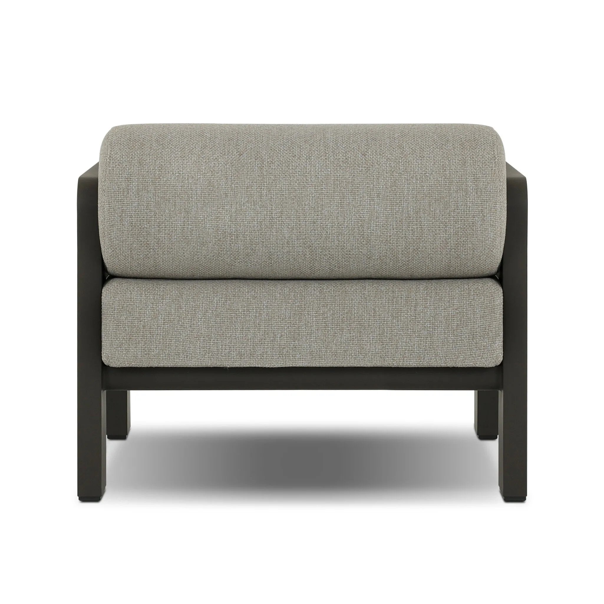 Aluminum frames heavy-proportioned bench-style seat and bolster back cushions, giving this outdoor chair clean lines and strong visual presence. Cover or store inside during inclement weather or when not in use.As enthusiasts of luxe aesthetics at Amethyst, we love the warm modern inspired Tatiana Outdoor Chair - Ramiro Ecru. Amethyst Home provides interior design, new home construction design consulting, vintage area rugs, and lighting in the Calabasas metro area.