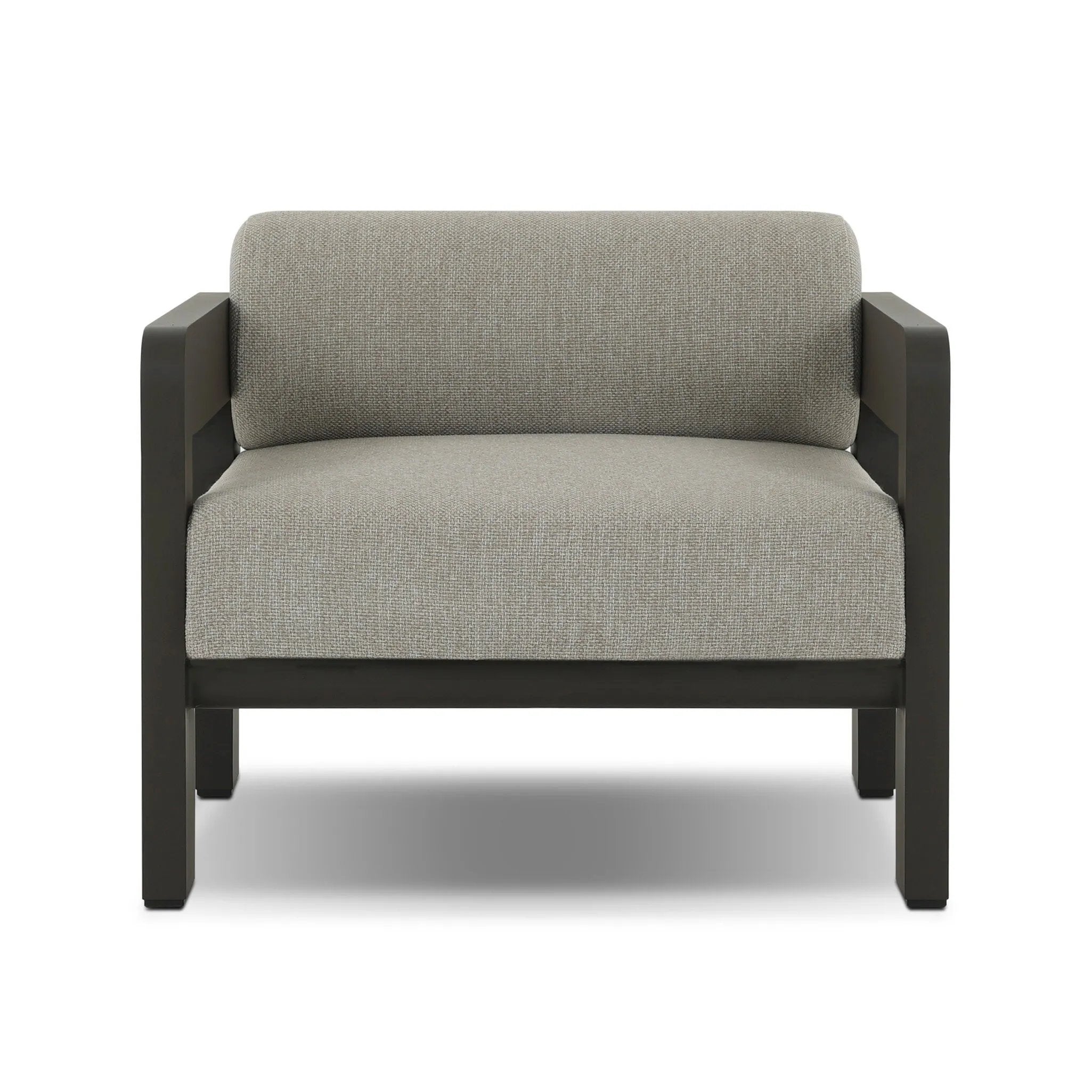 Aluminum frames heavy-proportioned bench-style seat and bolster back cushions, giving this outdoor chair clean lines and strong visual presence. Cover or store inside during inclement weather or when not in use.As enthusiasts of luxe aesthetics at Amethyst, we love the warm modern inspired Tatiana Outdoor Chair - Ramiro Ecru. Amethyst Home provides interior design, new home construction design consulting, vintage area rugs, and lighting in the Newport Beach metro area.
