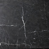 Design your space with hallmark features inspired by soft Brutalism. Made from solid walnut and poplar woods with a natural finish, the cabinet is topped with a black marble top with half bullnose edging for smooth contours. Double doors open to two shelves for ample storage. High-quality hardware is crafted from black iron. Amethyst Home provides interior design, new home construction design consulting, vintage area rugs, and lighting in the Newport Beach metro area.