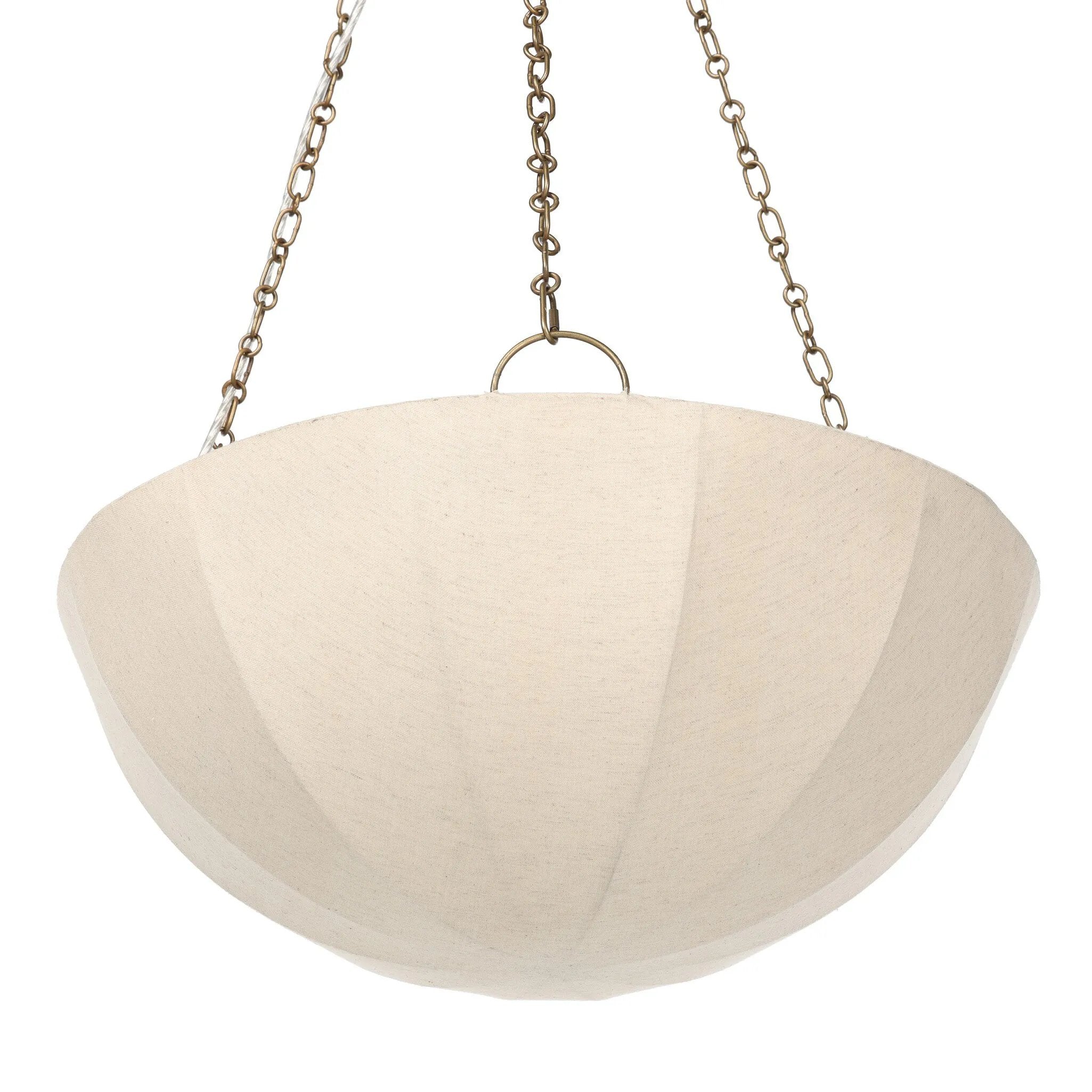 Set the mood with a Baroque-inspired pendant of oval-linked chaining and a flax-linen dome. Metal boning supports the airy spherical shade, while a brass frame adds to the warm glow Amethyst Home provides interior design, new home construction design consulting, vintage area rugs, and lighting in the Los Angeles metro area.