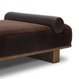 Taking inspiration from vintage Swedish textiles, this chaise serves double duty as an inviting seat and a one-of-a-kind conversation starter. It's a play of geometry and pattern, from the sturdy ash frame with wide ski legs and bold silhouette to the rich mix of upholstery and cut-in bolster cushion. Amethyst Home provides interior design, new home construction design consulting, vintage area rugs, and lighting in the Boston metro area.