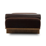 Taking inspiration from vintage Swedish textiles, this chaise serves double duty as an inviting seat and a one-of-a-kind conversation starter. It's a play of geometry and pattern, from the sturdy ash frame with wide ski legs and bold silhouette to the rich mix of upholstery and cut-in bolster cushion. Amethyst Home provides interior design, new home construction design consulting, vintage area rugs, and lighting in the Portland metro area.