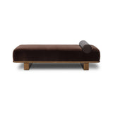 Taking inspiration from vintage Swedish textiles, this chaise serves double duty as an inviting seat and a one-of-a-kind conversation starter. It's a play of geometry and pattern, from the sturdy ash frame with wide ski legs and bold silhouette to the rich mix of upholstery and cut-in bolster cushion. Amethyst Home provides interior design, new home construction design consulting, vintage area rugs, and lighting in the Tampa metro area.