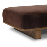 Taking inspiration from vintage Swedish textiles, this chaise serves double duty as an inviting seat and a one-of-a-kind conversation starter. It's a play of geometry and pattern, from the sturdy ash frame with wide ski legs and bold silhouette to the rich mix of upholstery and cut-in bolster cushion. Amethyst Home provides interior design, new home construction design consulting, vintage area rugs, and lighting in the Washington metro area.