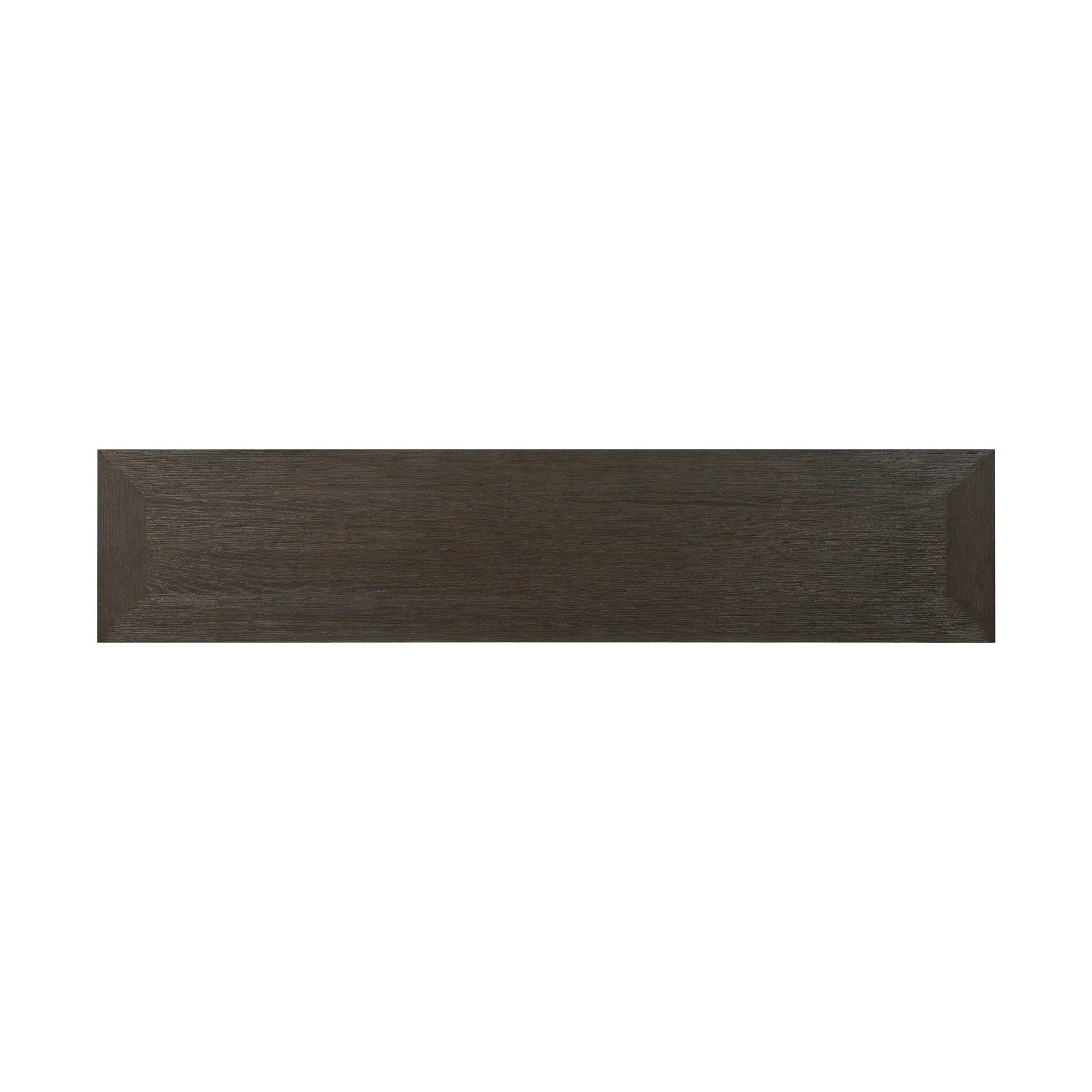 Made from oak veneer finished in a dark anthracite, a long, open-style console table brings a rich, clean look to your living or media room. Lower shelving brings bonus storage and display of media, favorite books and more Amethyst Home provides interior design, new home construction design consulting, vintage area rugs, and lighting in the Austin metro area.