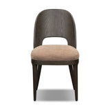 A rounded frame, bent leg profile reflect the midcentury inspiration behind this mixed material dining chair. Framed by parawood with solid oak legs finished in a classic black.As enthusiasts of modern style at Amethyst, we love the warm modern inspired Thorton Dining Chair - Laughlin Cafe. Amethyst Home provides interior design, new home construction design consulting, vintage area rugs, and lighting in the Houston metro area.