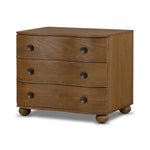 Featuring Tiago Toasted Oak Nightstand by Four Hands at Amethyst Home. Made from solid oak and finished in a toasted oak, this three-drawer nightstand is inspired by European antiques to bring both style and storage space to the bedroom. Overall Dimensions: 32.00"w x 21.75"d x 26.50"h. Amethyst Home provides interior design, new home construction design consulting, vintage area rugs, and lighting in the Dallas metro area.