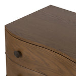 Featuring Tiago Toasted Oak Nightstand by Four Hands at Amethyst Home. Made from solid oak and finished in a toasted oak, this three-drawer nightstand is inspired by European antiques to bring both style and storage space to the bedroom. Overall Dimensions: 32.00"w x 21.75"d x 26.50"h. Amethyst Home provides interior design, new home construction design consulting, vintage area rugs, and lighting in the Des Moines metro area.