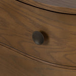Featuring Tiago Toasted Oak Nightstand by Four Hands at Amethyst Home. Made from solid oak and finished in a toasted oak, this three-drawer nightstand is inspired by European antiques to bring both style and storage space to the bedroom. Overall Dimensions: 32.00"w x 21.75"d x 26.50"h. Amethyst Home provides interior design, new home construction design consulting, vintage area rugs, and lighting in the Miami metro area.