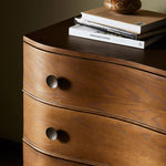 Featuring Tiago Toasted Oak Nightstand by Four Hands at Amethyst Home. Made from solid oak and finished in a toasted oak, this three-drawer nightstand is inspired by European antiques to bring both style and storage space to the bedroom. Overall Dimensions: 32.00"w x 21.75"d x 26.50"h. Amethyst Home provides interior design, new home construction design consulting, vintage area rugs, and lighting in the Omaha metro area.