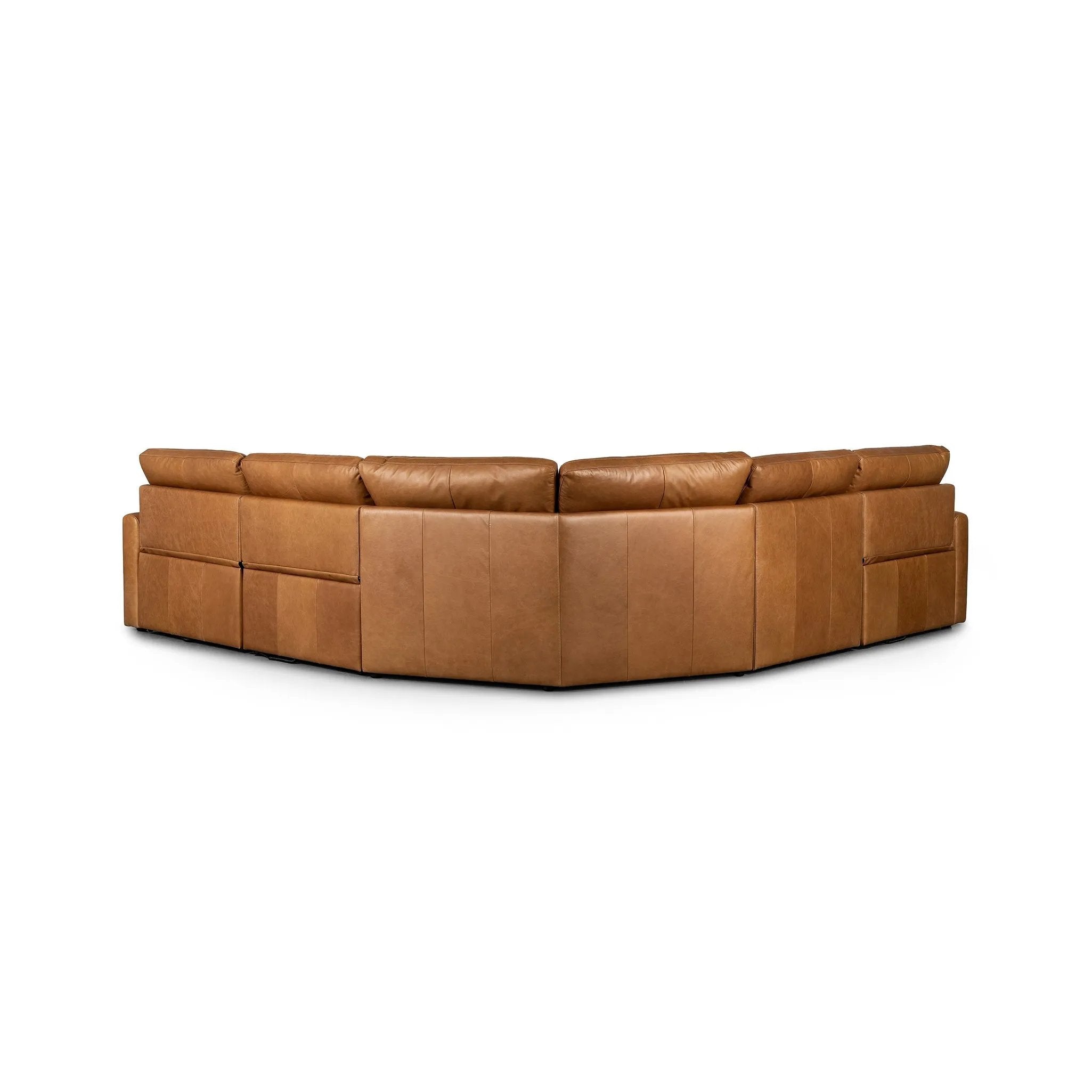 Featuring Tillery Sonoma Butterscotch Power Recliner 5-Piece Sectional by Four Hands at Amethyst Home. A modern take on the traditional recliner sectional. Customize your comfort level with the push of hidden buttons with pieces in our Power Motion collection. Sectional features a slightly higher seat and backrest, low, sleek arms, and a motion footrest. Pl. Amethyst Home provides interior design, new home construction design consulting, vintage area rugs, and lighting in the San Diego metro area.