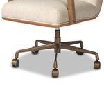 A classic silhouette is modernized with a cotton- and linen-blend performance fabric, then elevated with a top-grain leather back Amethyst Home provides interior design, new home construction design consulting, vintage area rugs, and lighting in the Los Angeles metro area.
